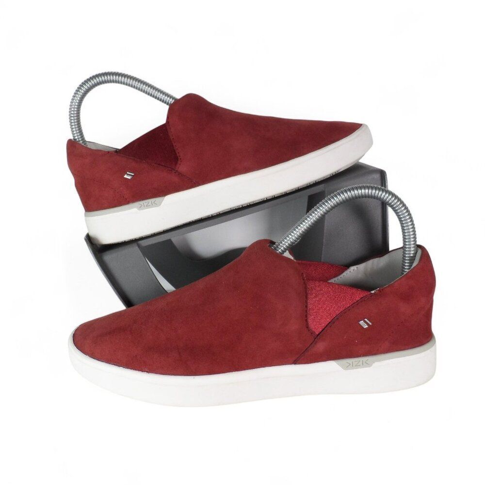Kizik Paris Suede Slip-on Casual Everyday Handsfree Sneakers 'Maroon' Women's 6